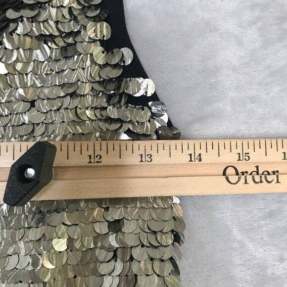 Cache Tank Top Womens Small Black Pewter Silver Sequin VNeck NEW Metallic Party - Picture 5 of 7